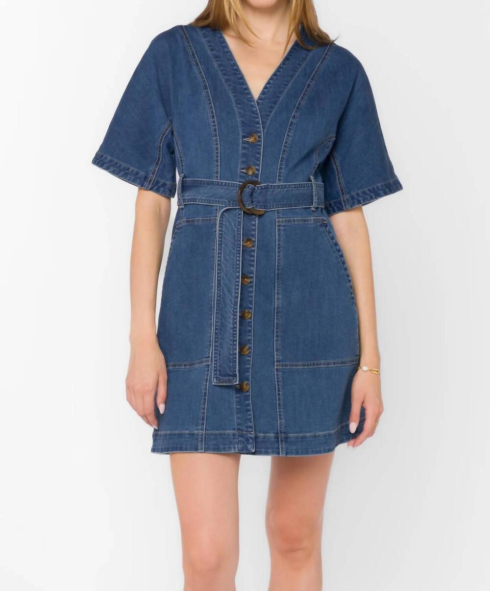 NEW VELVET HEART kaulana vintage havana mini dress in aviation blue